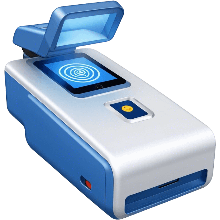 mobile scanner, blue laser, front view emoji