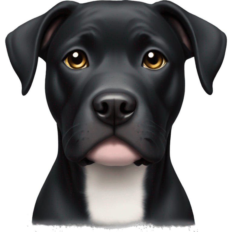 Black pitbull lab mix with white patch on chest emoji