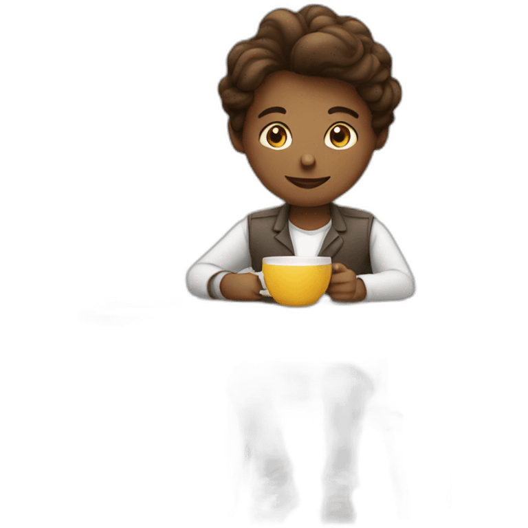 WORKING AT TABLE WITH COFFEE emoji