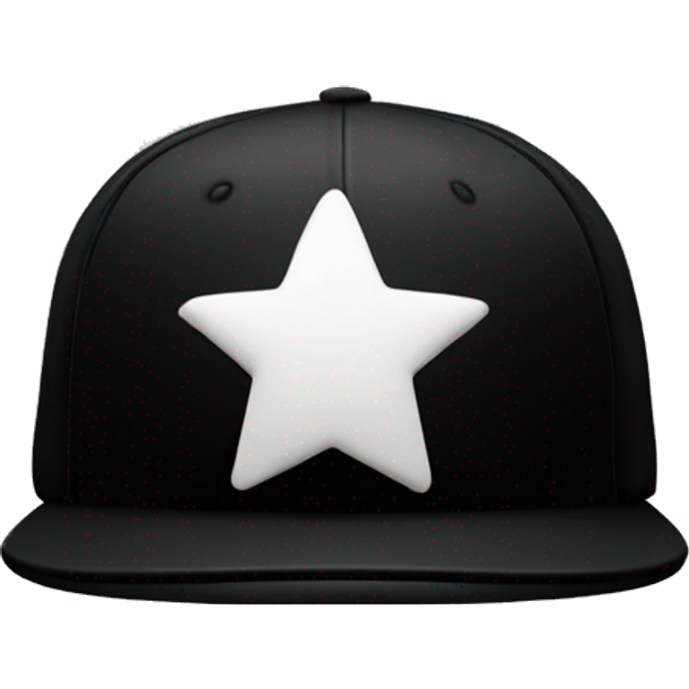 Plain black baseball cap with white star on black screen emoji