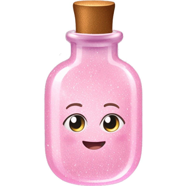 light pink glitter in a little magical looking bottle oval emoji