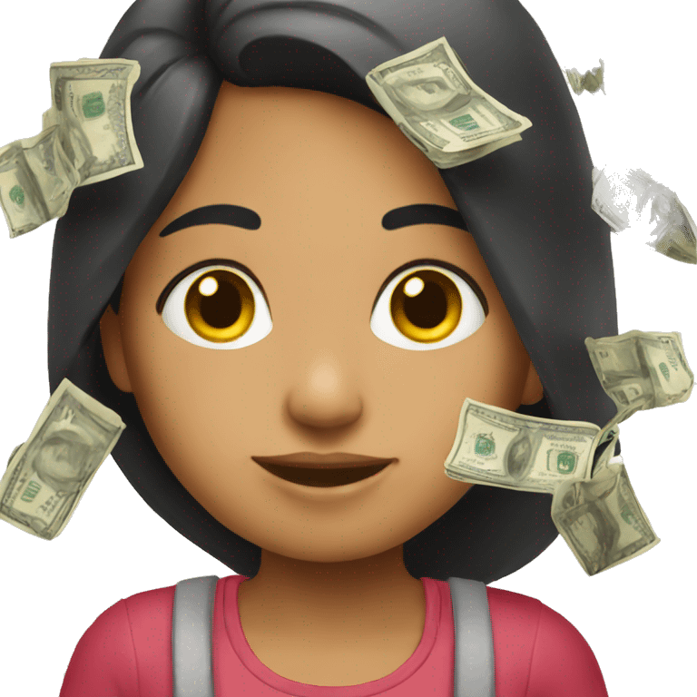 Hispanic girl paying money emoji