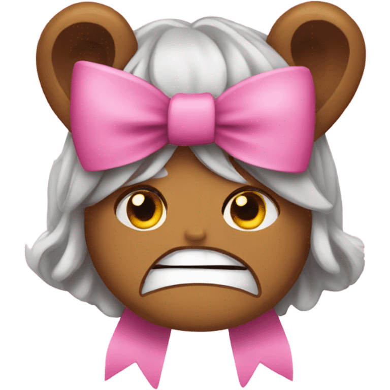 Angry with a pink bow emoji