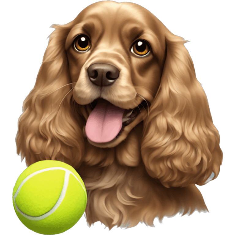 Cocker spaniel with tennis ball emoji