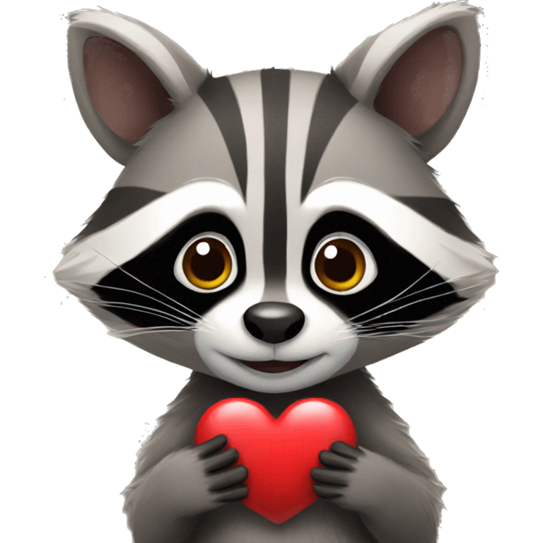 Raccoon holding a heart emoji