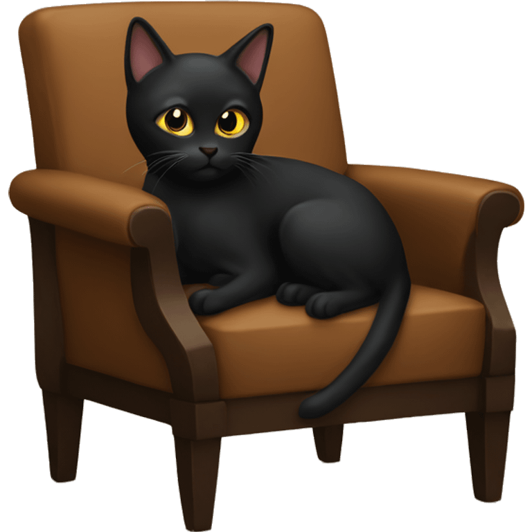 Black cat on a brown chair emoji