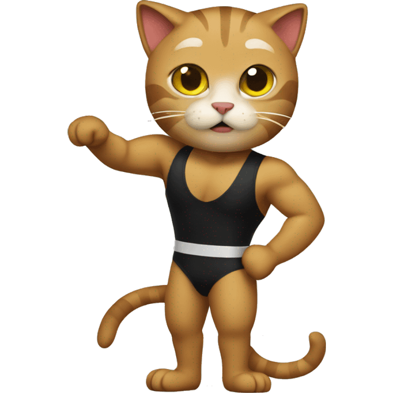 cat dressed as a professional wrestle emoji