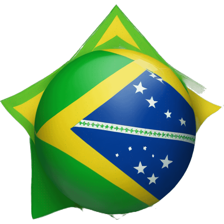 Design an emoji of the Brazilian flag, highlighting the green background, yellow diamond, and the blue globe with the "Ordem e Progresso" banner and stars. emoji