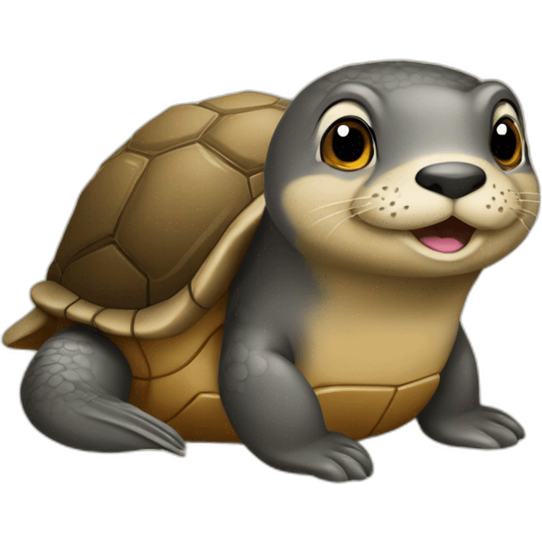 Une loutre sur une tortue emoji