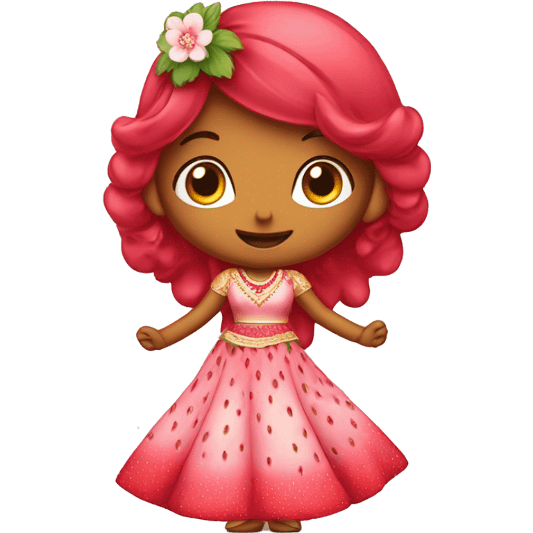 strawberry shortcake in a lehenga  emoji