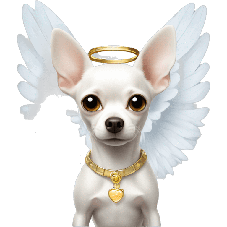 White chihuahua with halo and wings emoji