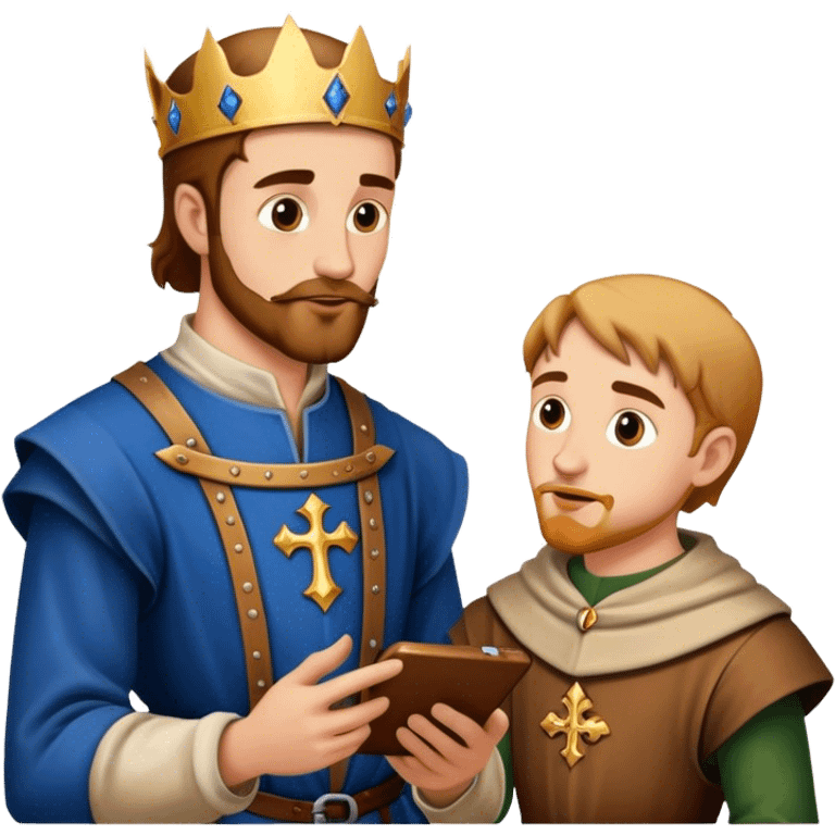 duke talking to medieval painter emoji