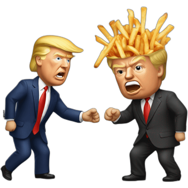 donald trump fighting with poutine emoji