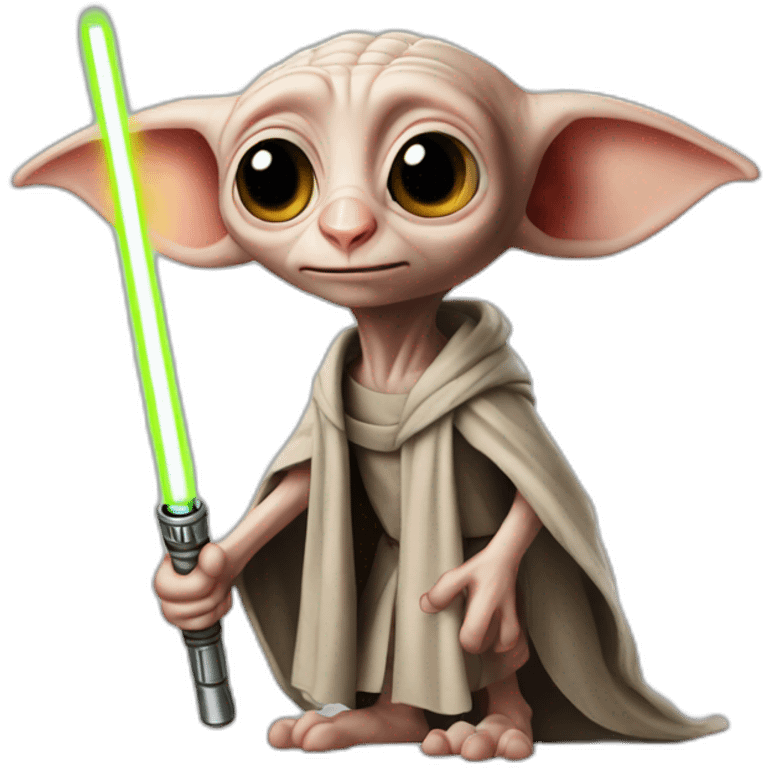 Dobby with a lightsaber emoji