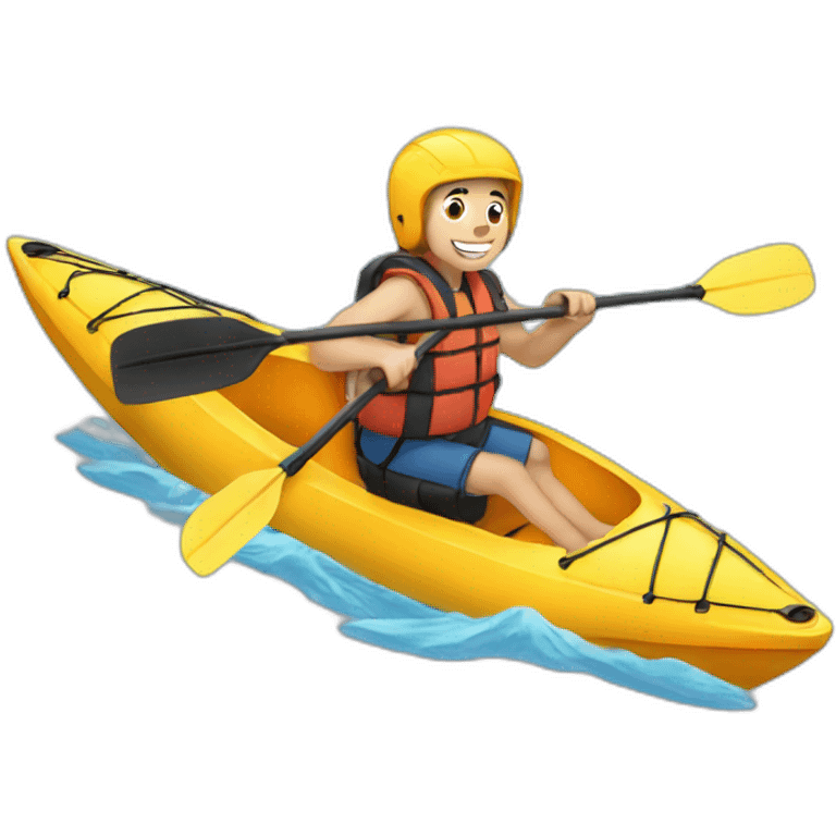 Thin young man in a kayak waving emoji