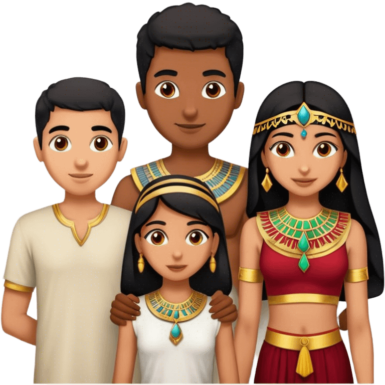 5 bestfriends, 1 Egyptian man, 1 indian girl 1 persian girl 1 moroccan boy 1 black boy emoji