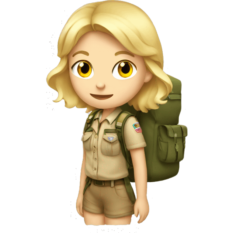 blonde scout girl wit a backpack emoji