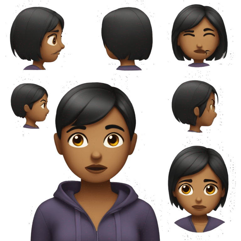 Girl with Black short hair ashamed  emoji