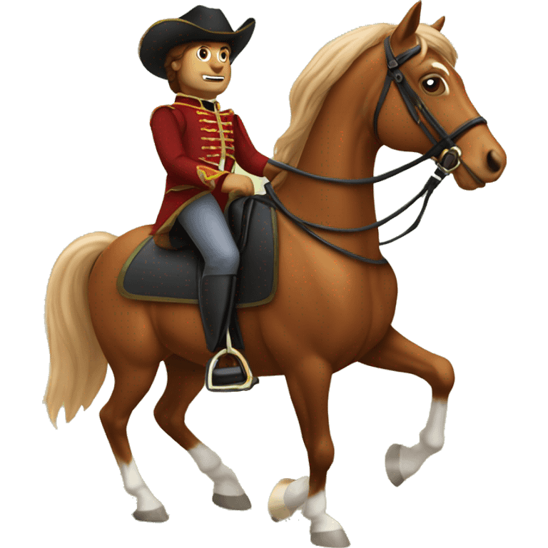 Cavalier riding chestnut horse  emoji