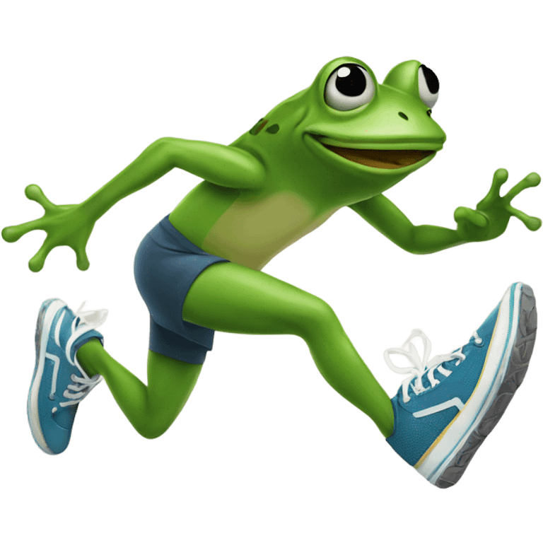 Quick running frog with sneakers emoji