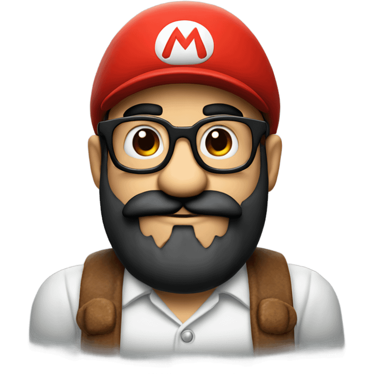 Super Mario in red hat with glasses and black beard emoji