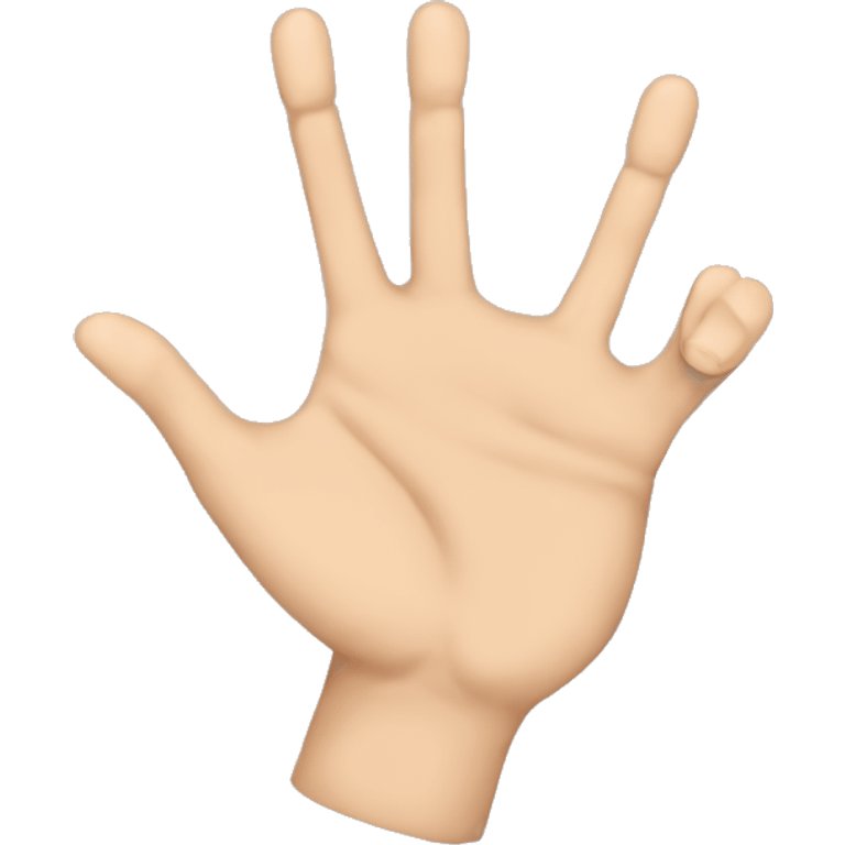 Hand gesture with fingers interlocked except for the index fingers which will touch tips and create a pointed arch emoji