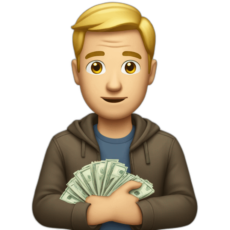 the white man holding the money emoji