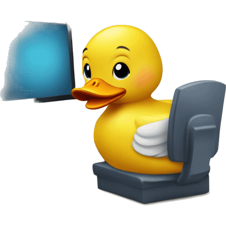 Rubber duck writing on computer  emoji