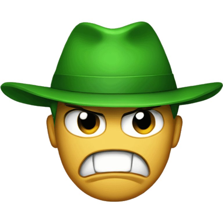 Angry face with a green hat emoji