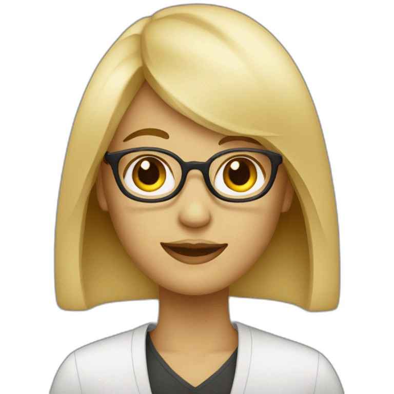 blonde visual designer with glasses and bangs emoji