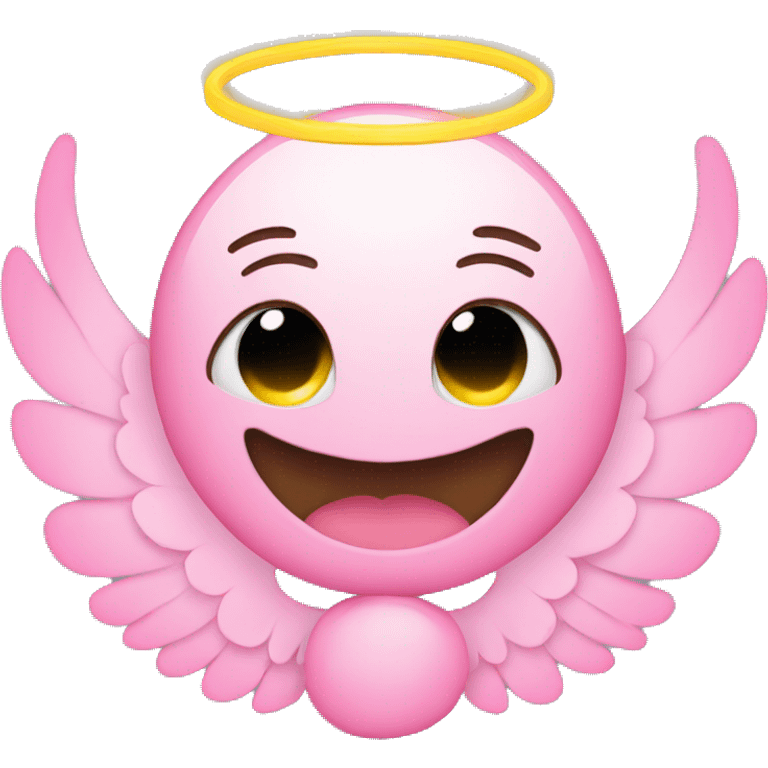 Smiley face with pink angel halo emoji