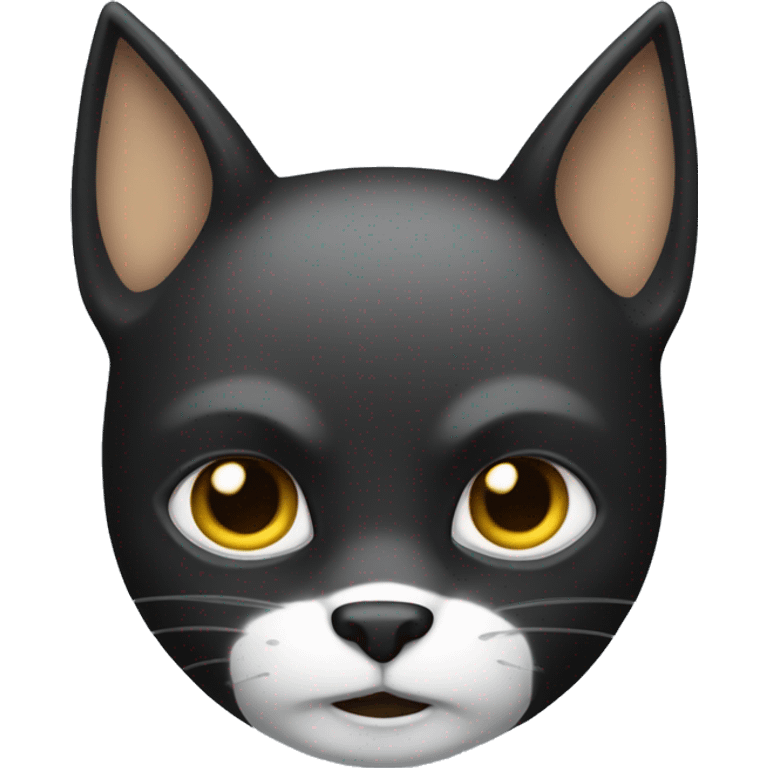 Gato blanco con cabeza negra como máscara de Batman  emoji