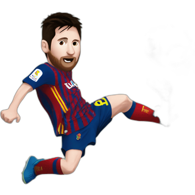 Messi kicking a tv emoji