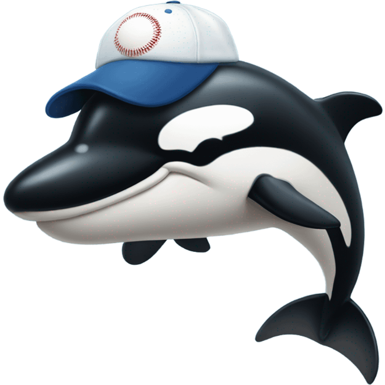 Orca whale with baseball cap emoji