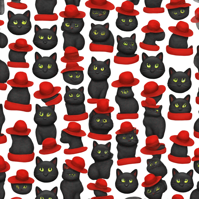 Black cat wearing a red hat emoji