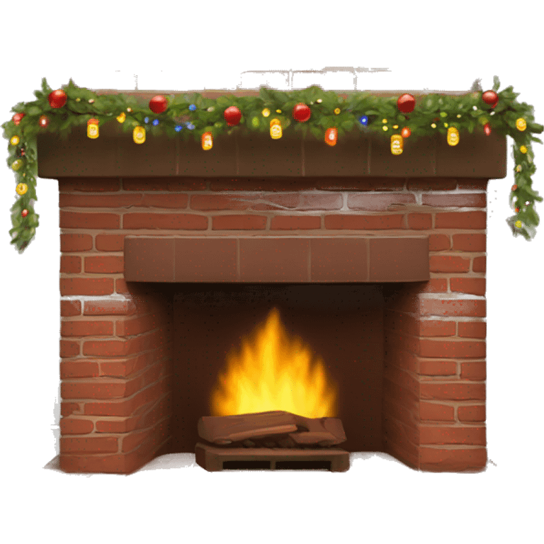 Brick Fireplace with and Christmas lights and stockings emoji