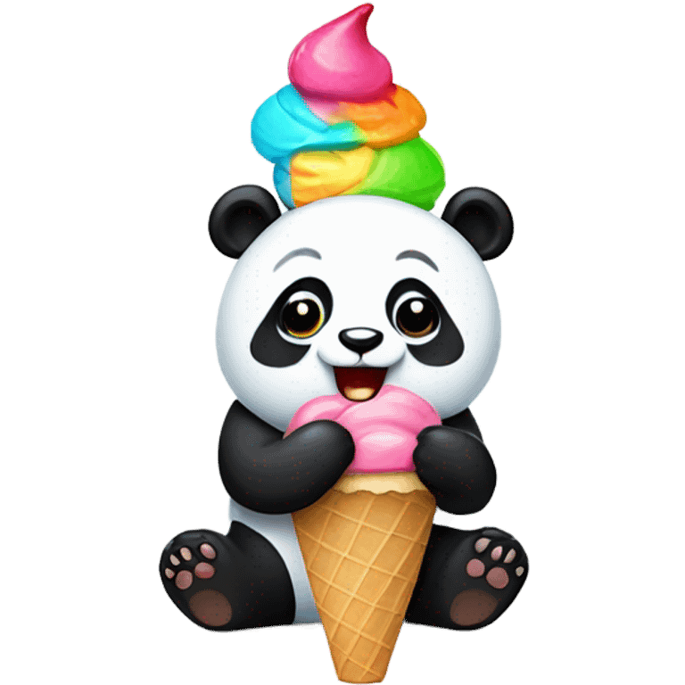 Panda eating ice cream emoji