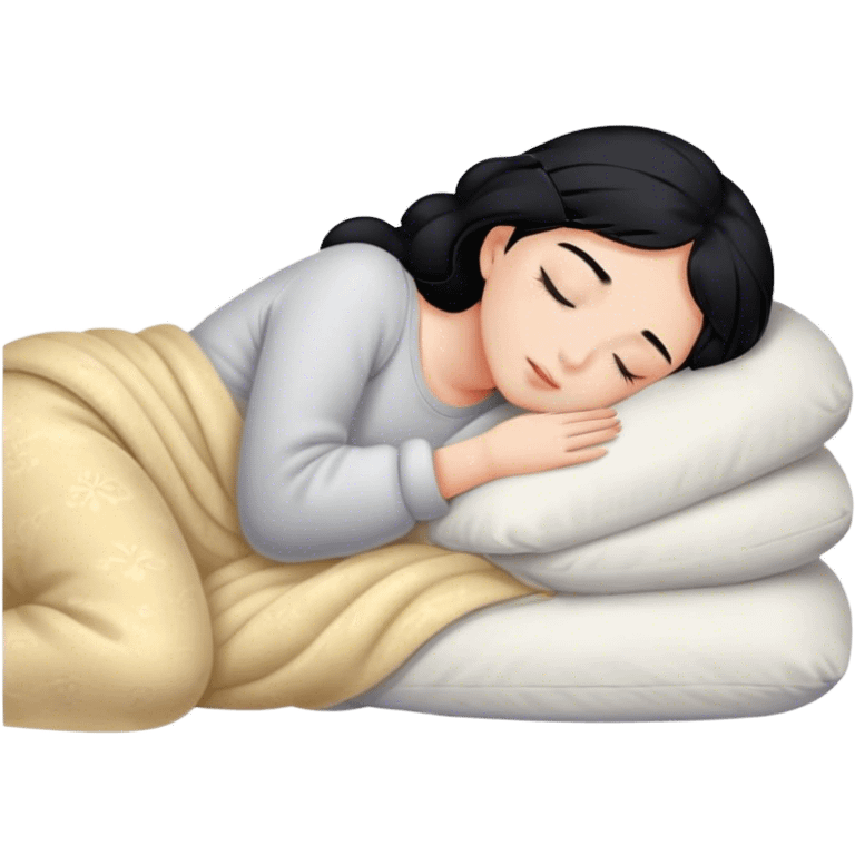 black hair girl sleeping emoji