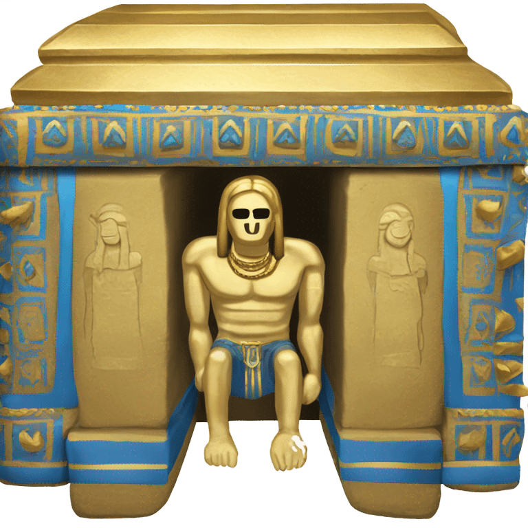 gold blue white black sarcophagus, full body  emoji