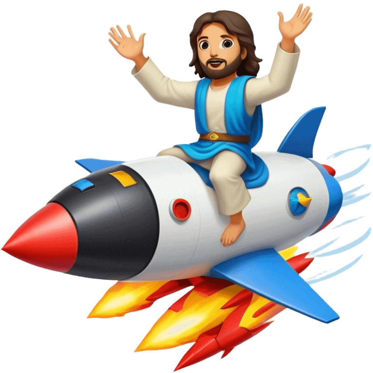 Jesus riding a rocket black ship boom! emoji