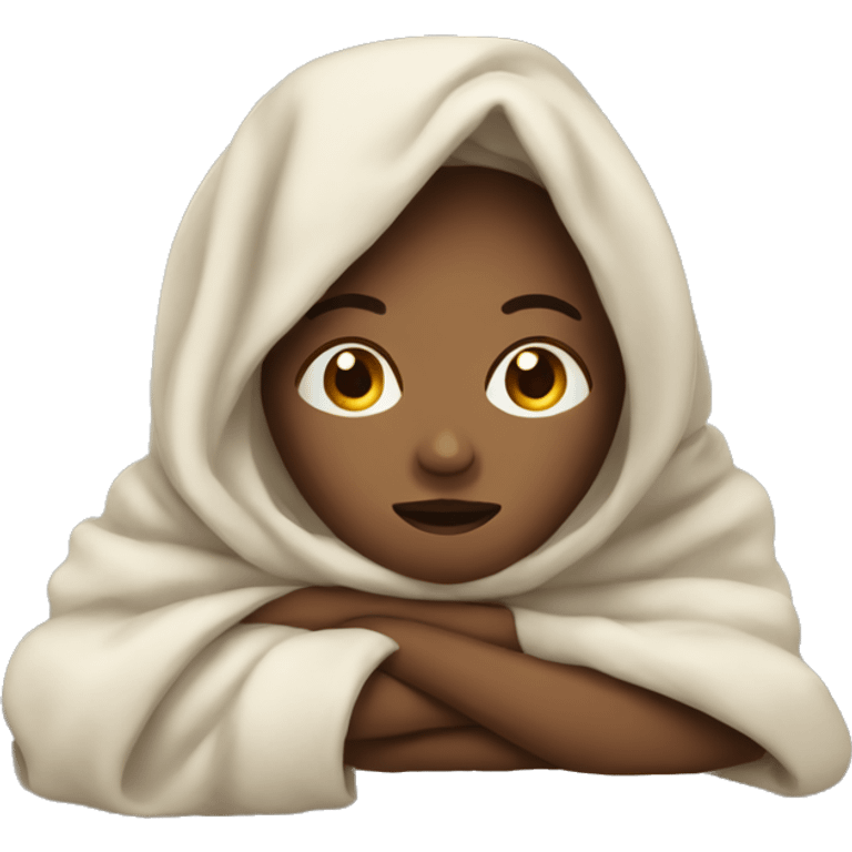 Women tired with a blanket emoji