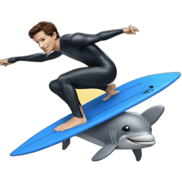 Tom Holland surfing on a dolphin emoji