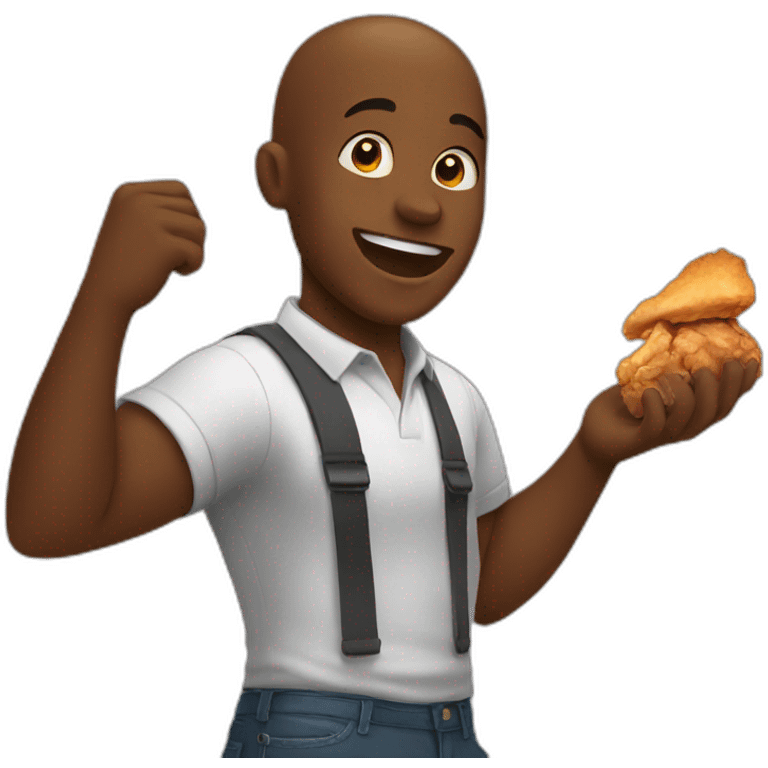 A black guy eating chicken while dancing emoji