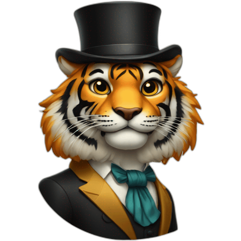 Tiger as a gentleman with tophat emoji