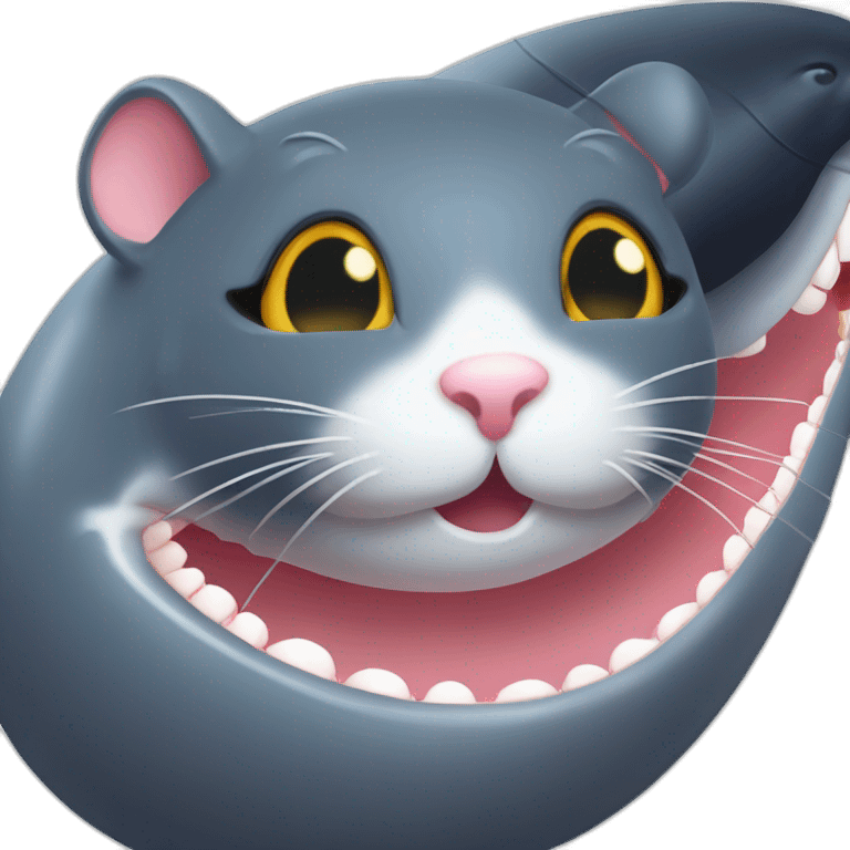 Souris dans la bouche d'un chat dans la bouche d'une baleine emoji