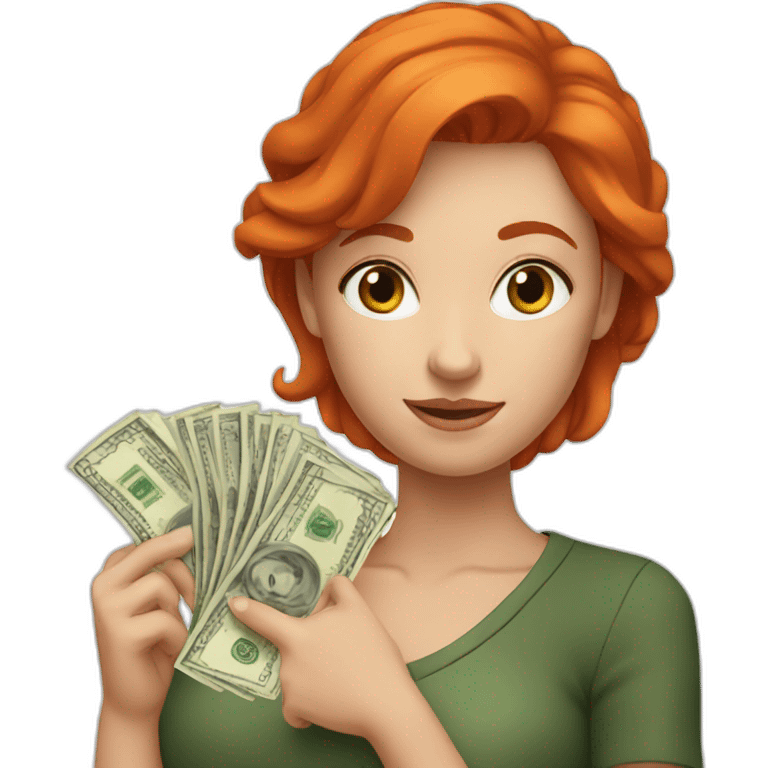 a redhead with money in her hand emoji