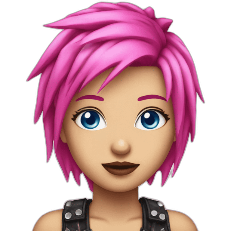 hot pink haired blue eyed punk girl emoji