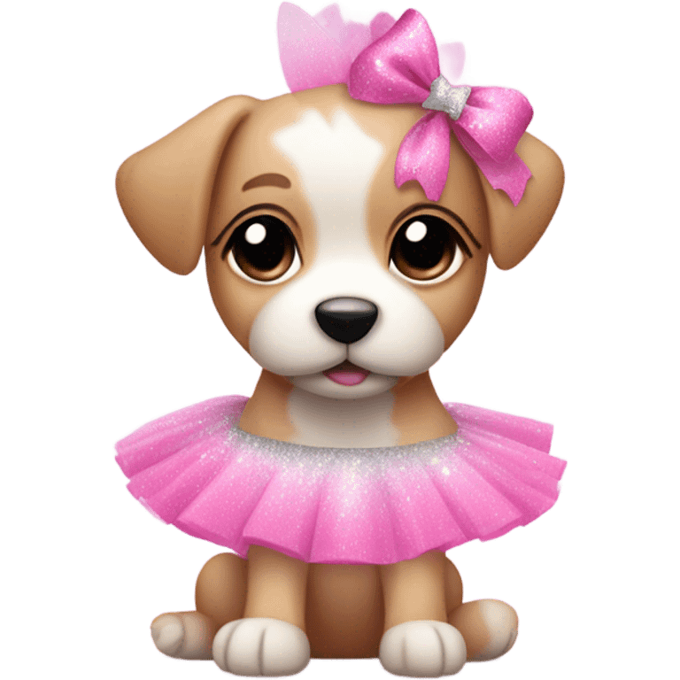 Pink ombre puppy with a tutu and glitter  emoji