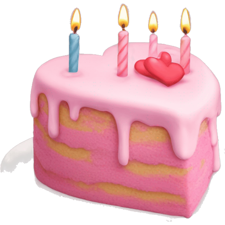 Pink heart shaped birthday cake emoji