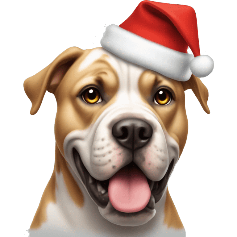 XL BULLY dog wearing Christmas hat emoji